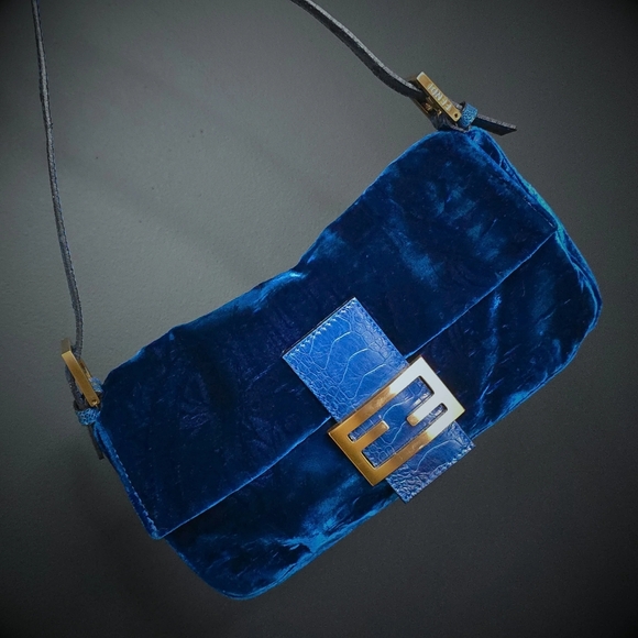 Fendi Handbags - **SOLD**Fendi Baguette Velvet Crocodile Trim